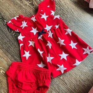 Carter's Red Star Print Dress with Bloomers
